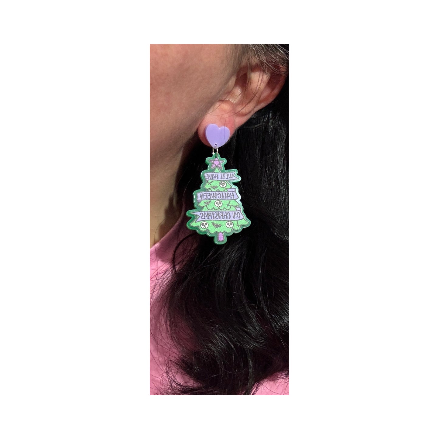 Halloween on Christmas Tree Drop Earrings