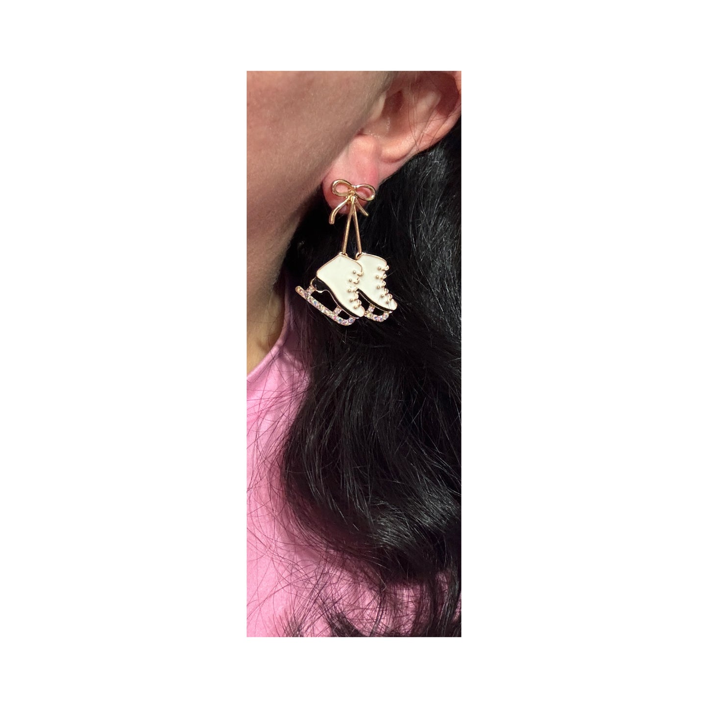 White Ice Skates Drop Earrings