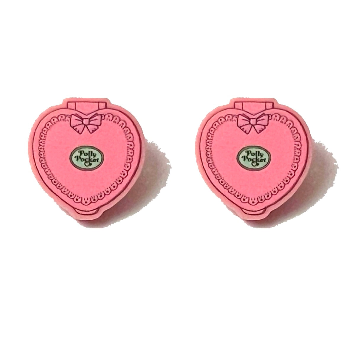 Pink Heart Polly Pocket Post Earrings