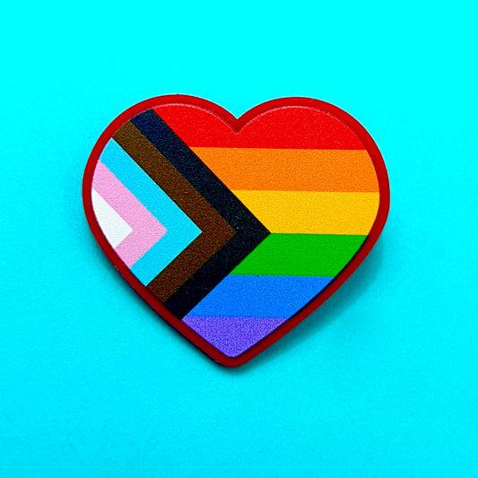 Progress Pride Flag Heart Pin