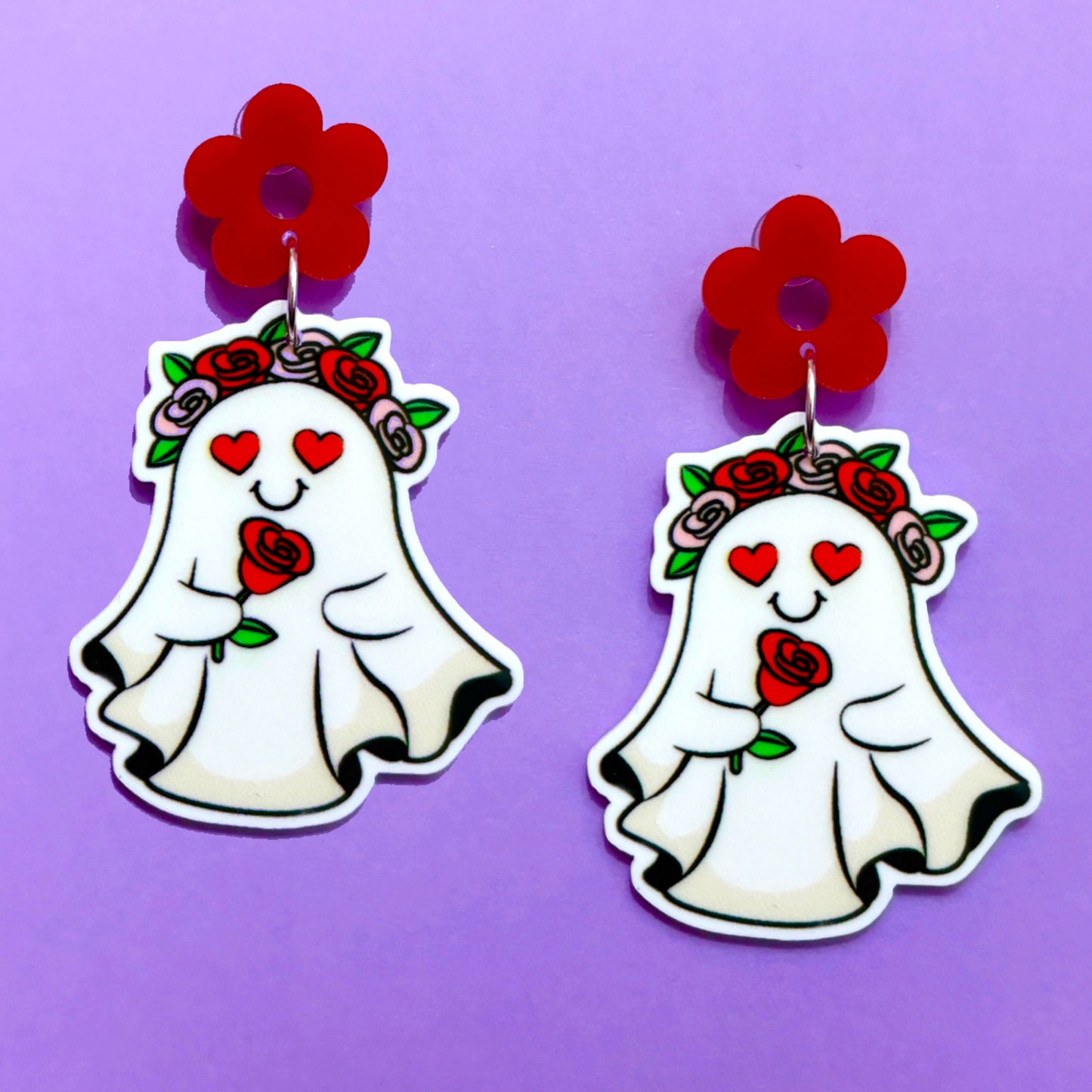 Rose Flower Crown Ghostie Drop Earrings