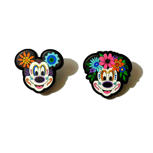 Calavera Mouse Couple Post Earrings