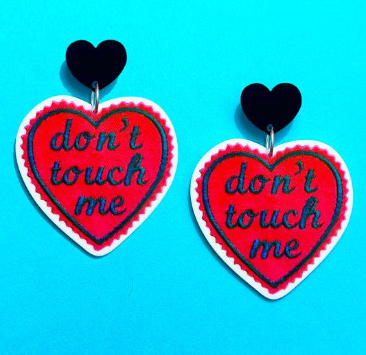 Don’t Touch Me Heart Anti-Valentine’s Day Acrylic Drop Earrings