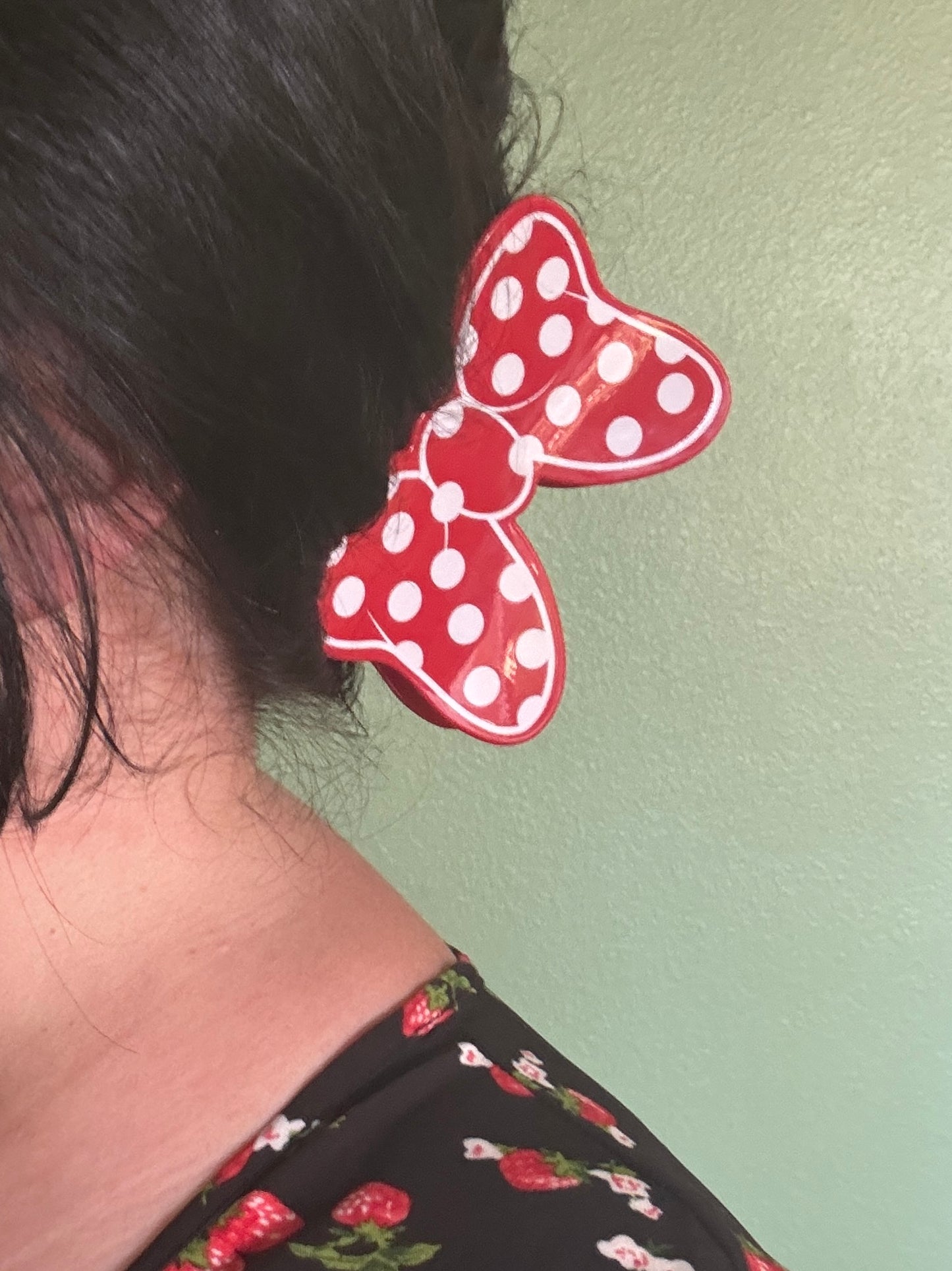 Large Mouse Polka Dot Bow Claw Clip