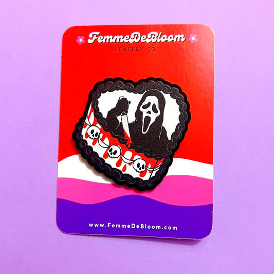 Ghostface Heart Cake Pin