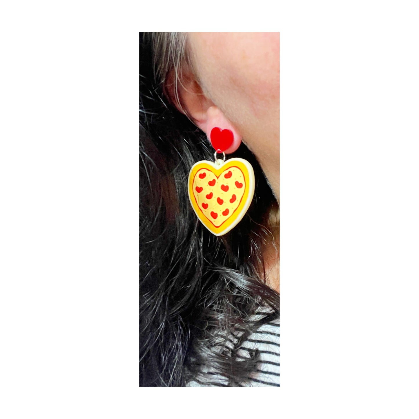 Pizza Heart Drop Earrings