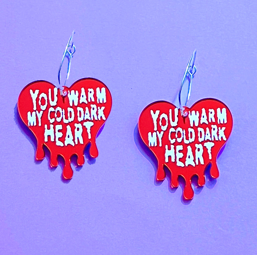 Cold Dark Heart Hoop Earrings