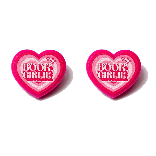 Book Girlie Heart Post Earrings