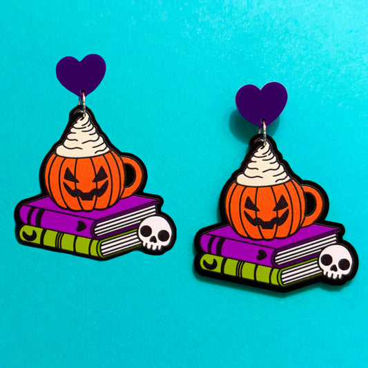 Spooky Bookstack Mug Drop Earrings