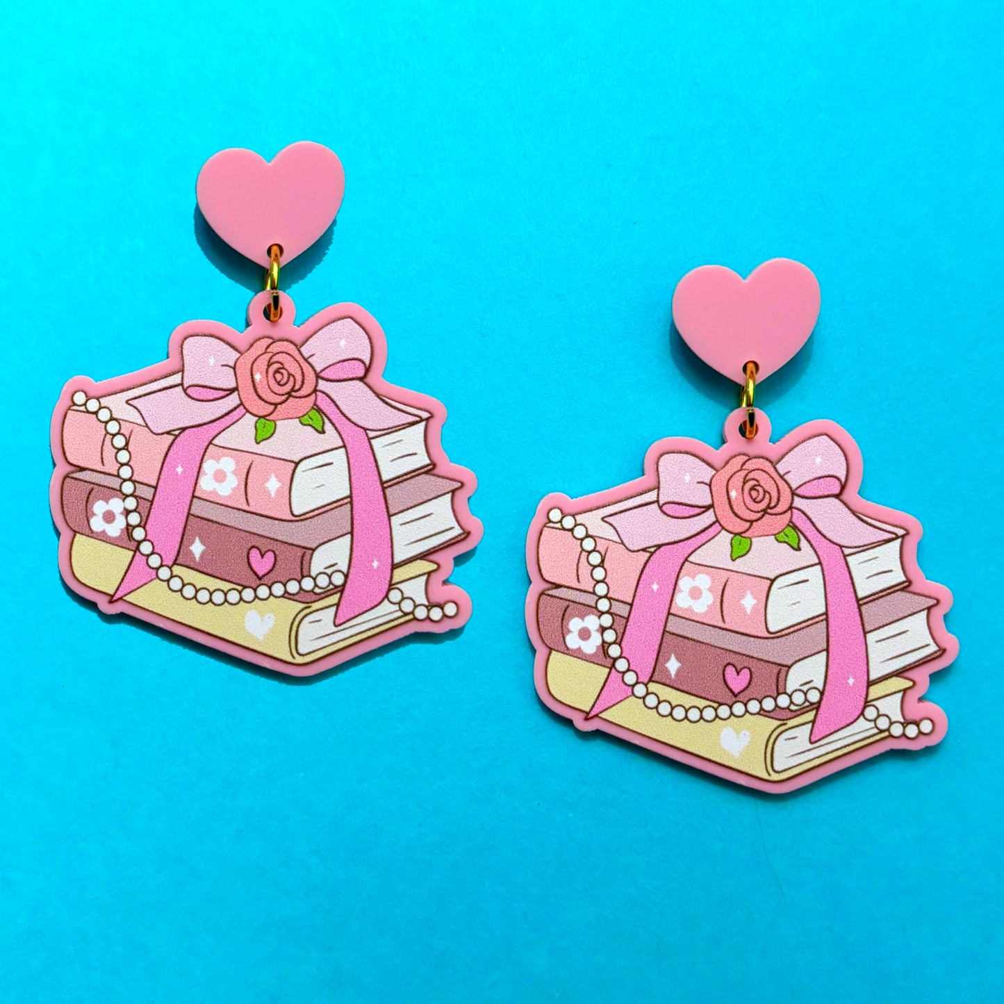 Sweetheart Pastel Bookstack Drop Earrings