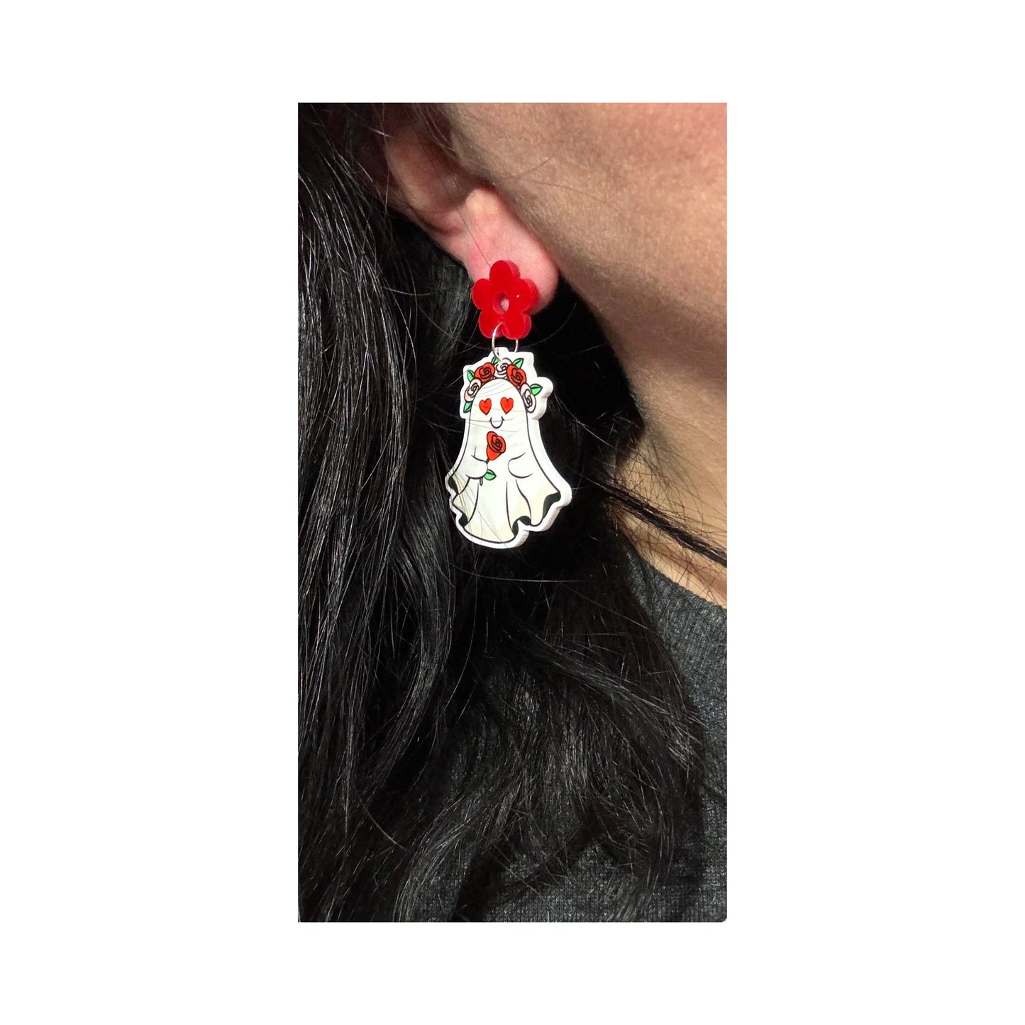 Rose Flower Crown Ghostie Drop Earrings