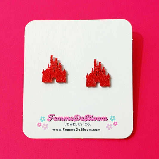 FREE GIFT - Red Glitter Castle Post Earrings