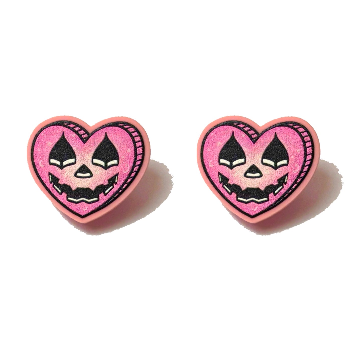 Pink Spooky Candy Heart Post Earrings