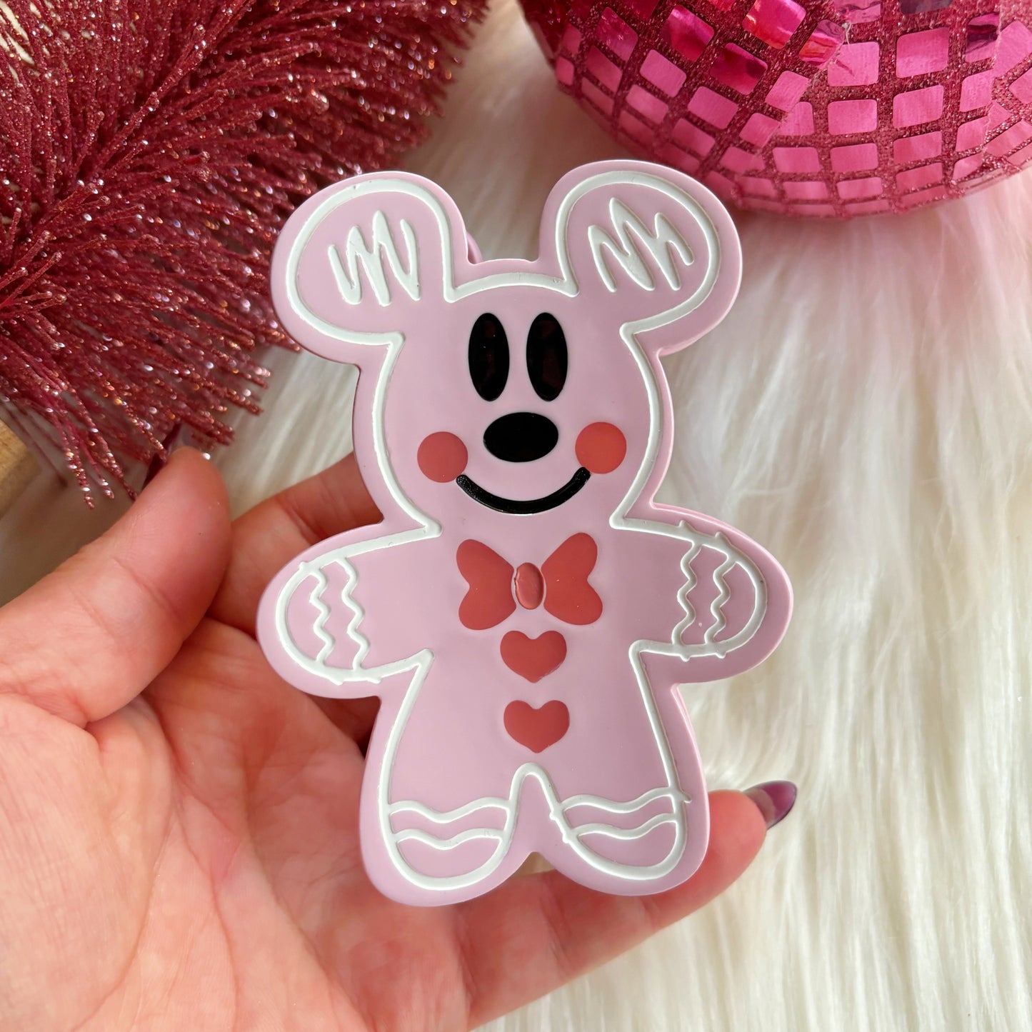 Pink Mouse Gingerbread Claw Clip