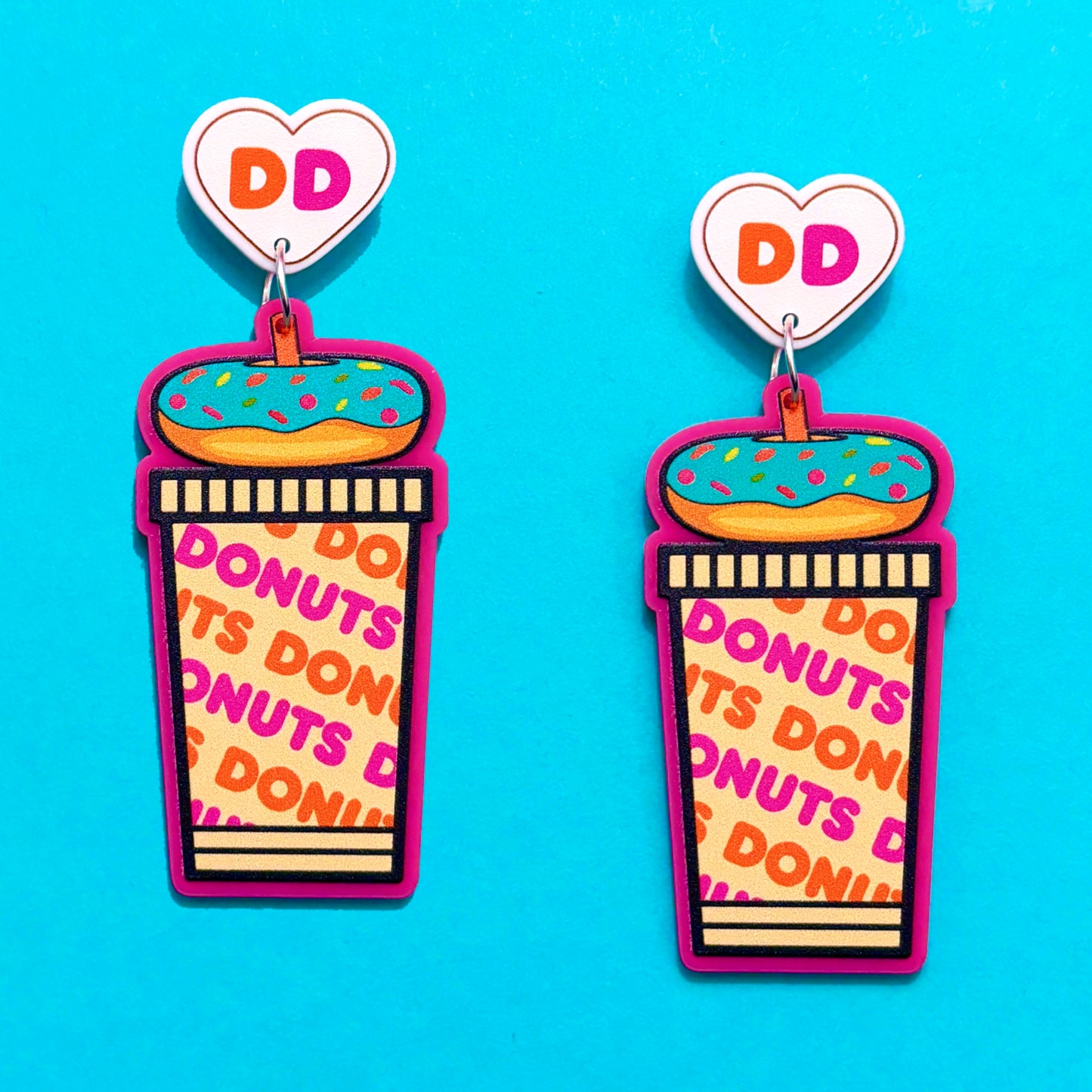 Donut Coffee Drop Earrings