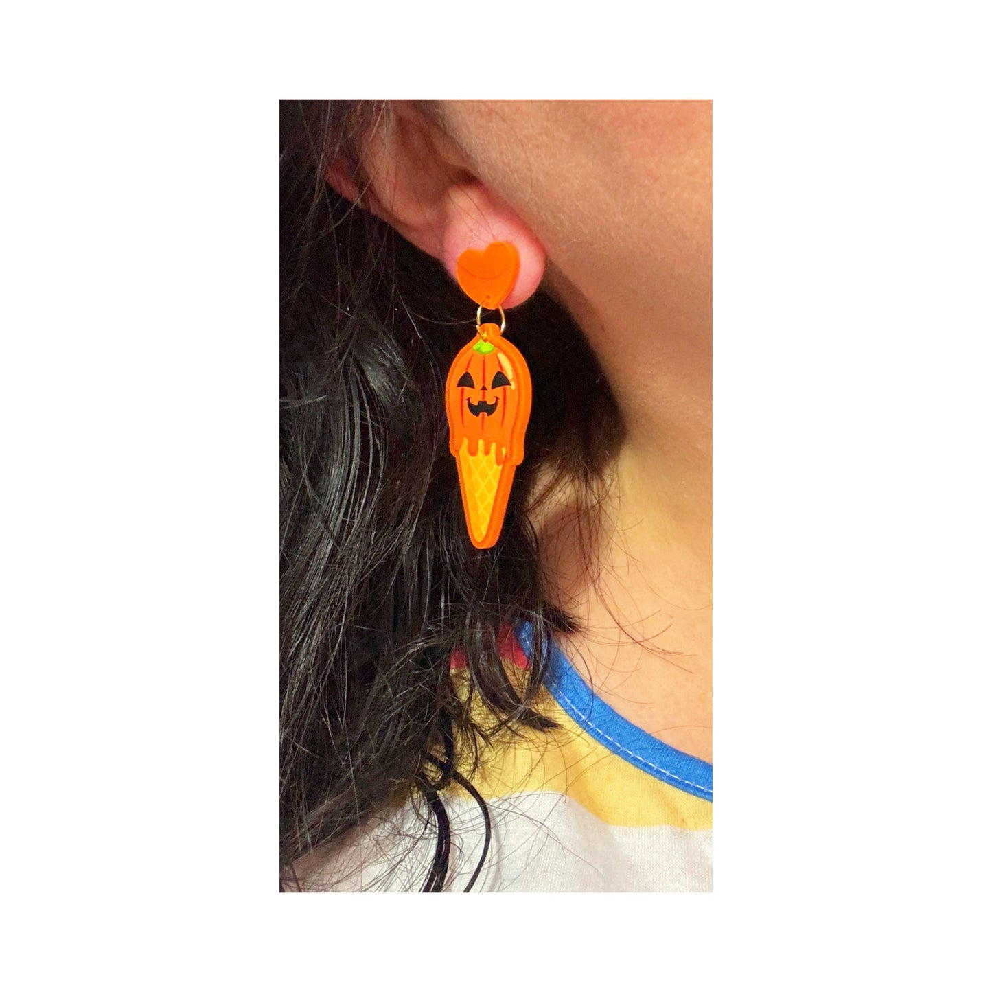 Jack-O-Lantern Ice Cream Drop Earrings