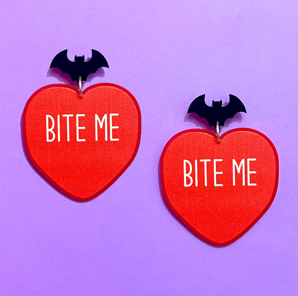 Bite Me Heart Drop Earrings