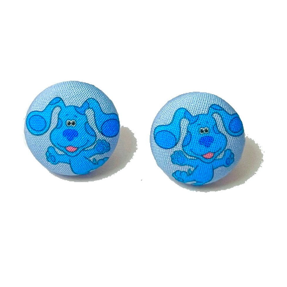 Blues Clues Fabric Button Earrings