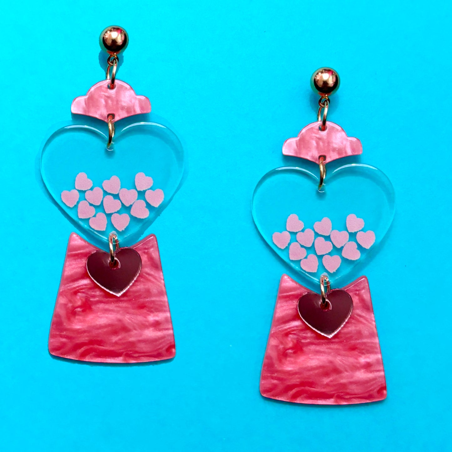 Heart Gumball Machine Drop Earrings