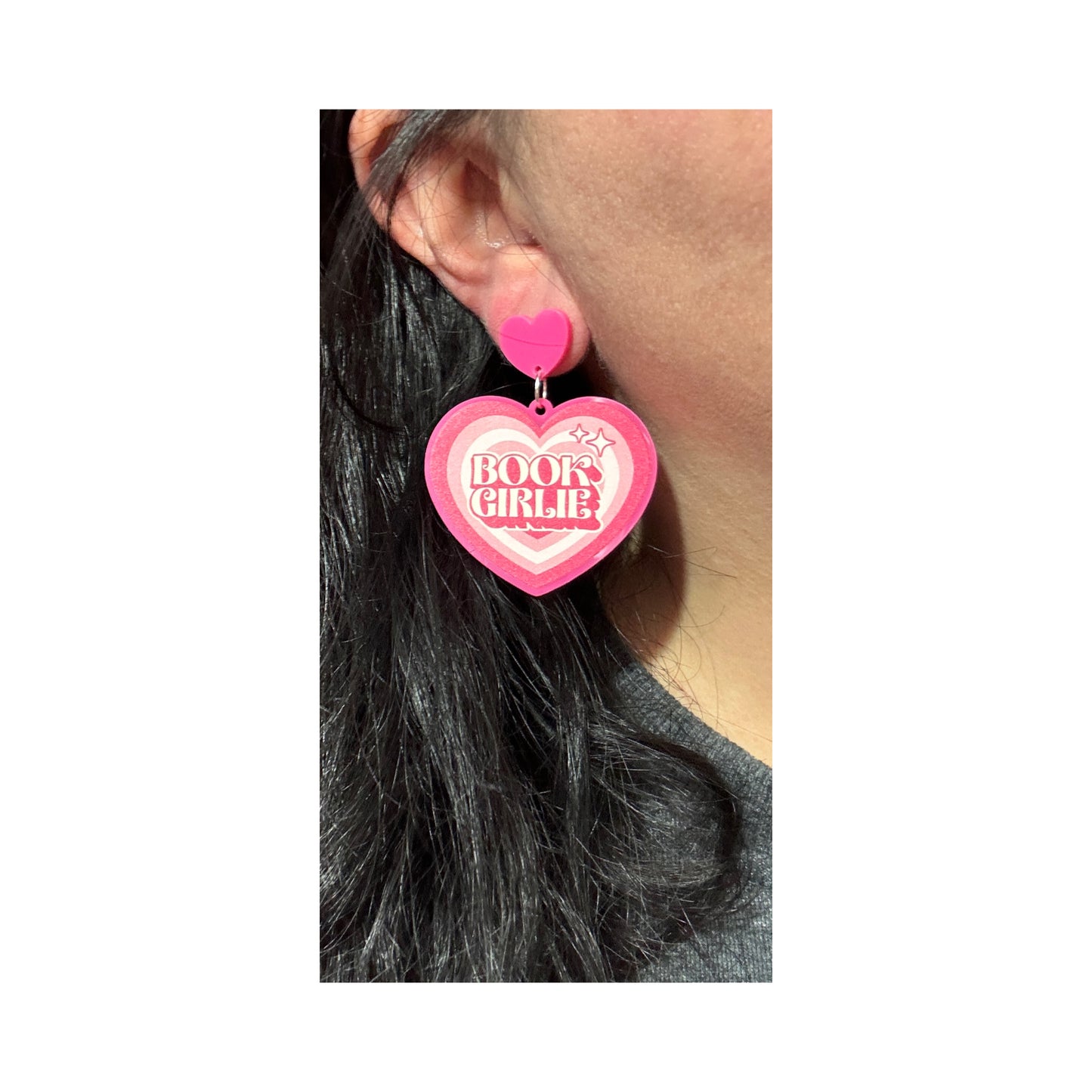 Book Girlie Heart Drop Earrings