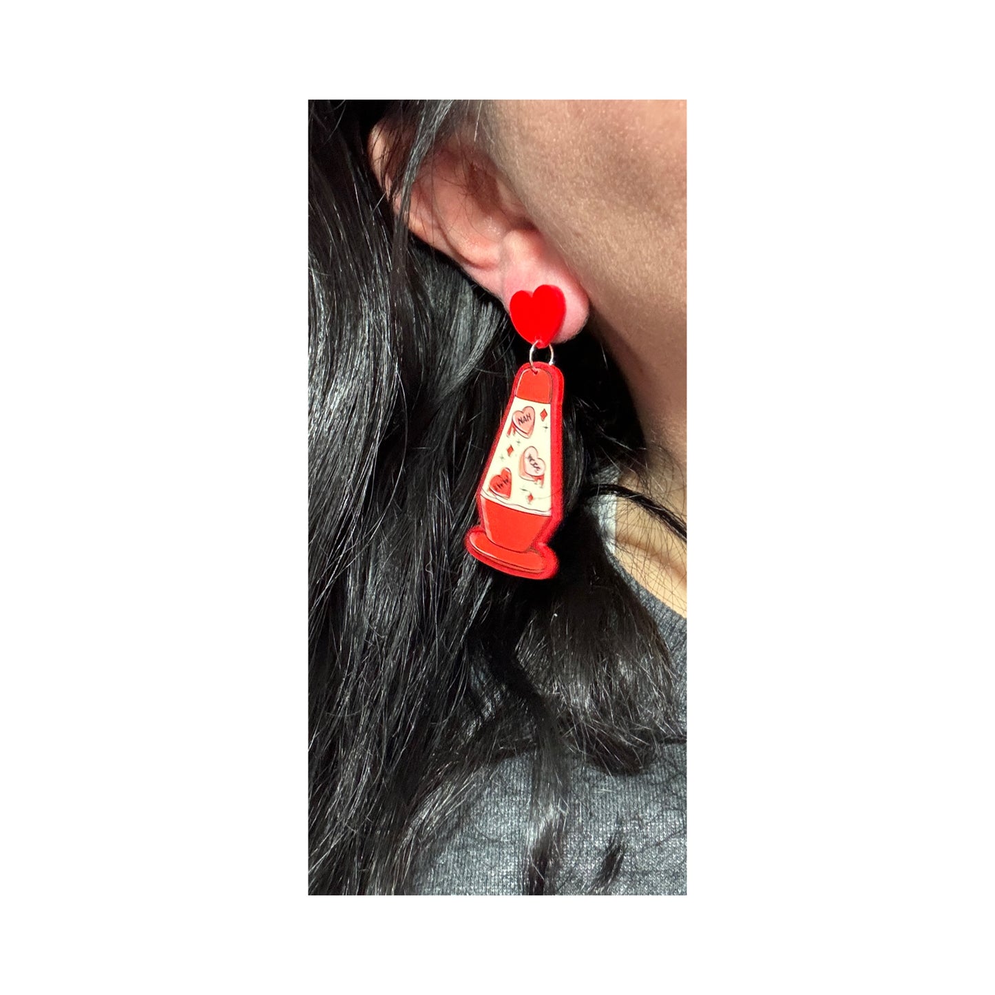 Sarcastic Heart Lava Lamp Drop Earrings