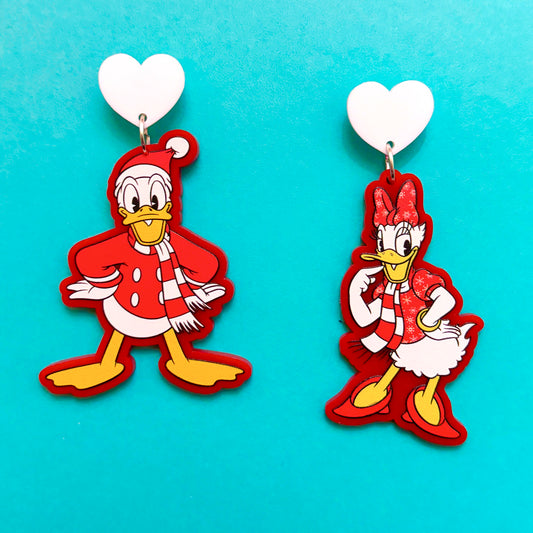 Holiday Duck Couple Drop Earrings