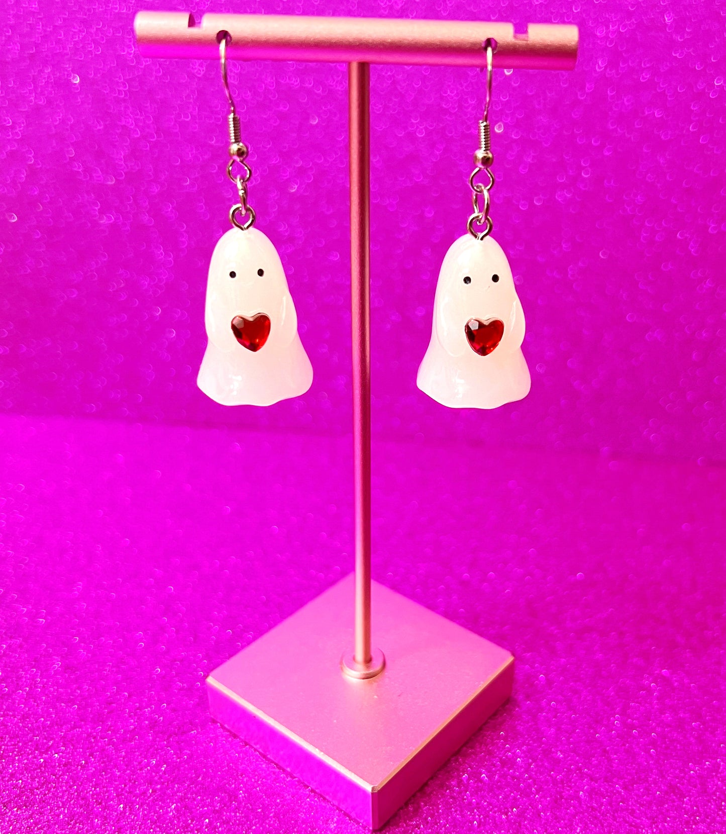 Ghost Heart 3D Drop Earrings