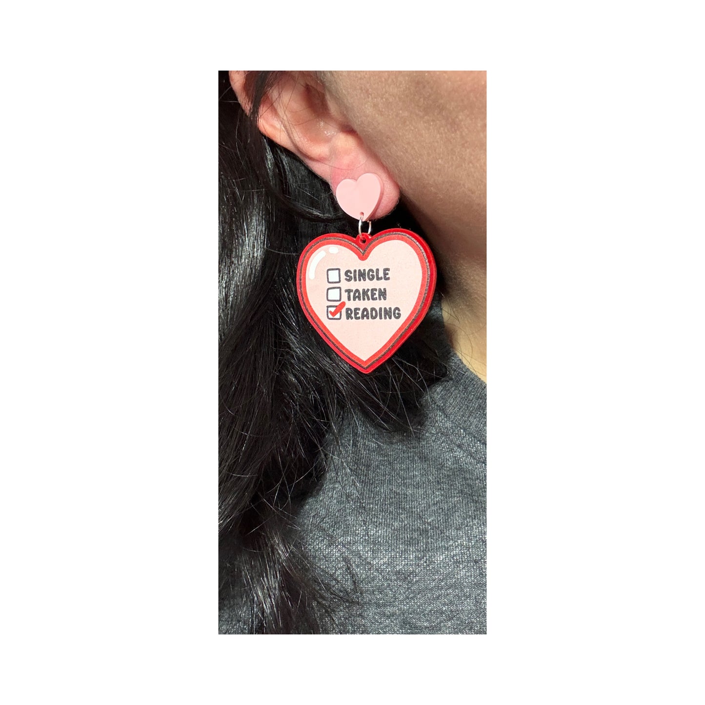 Reading Heart Drop Earrings