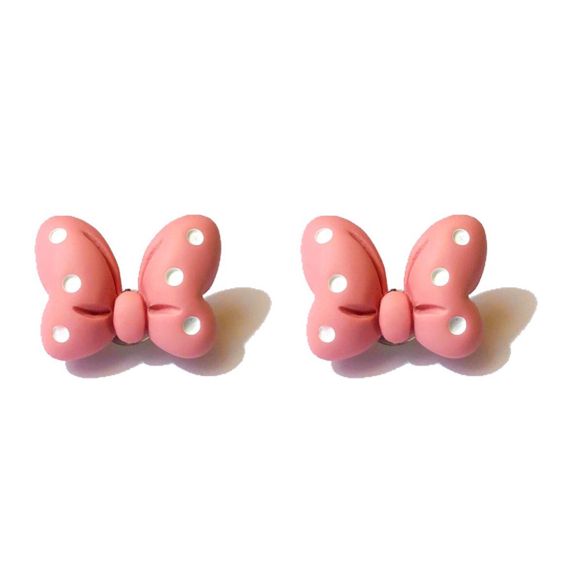 Pastel Pink Mouse Bow Post Earrings