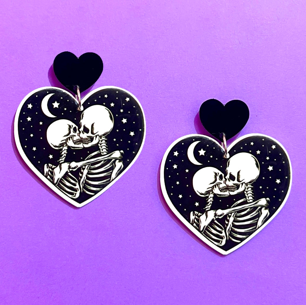 Skeleton Love Acrylic Drop Earrings