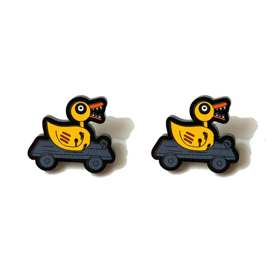 Scary Duck Toy Post Earrings