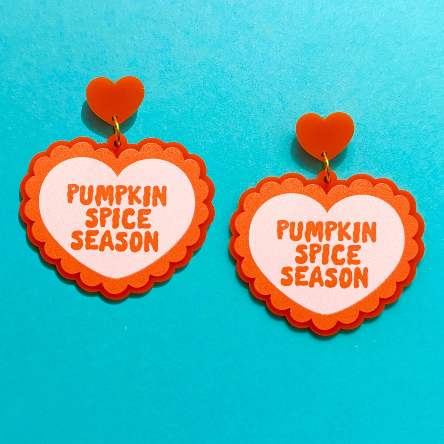 Pumpkin Spice Season Heart Drop Earrings