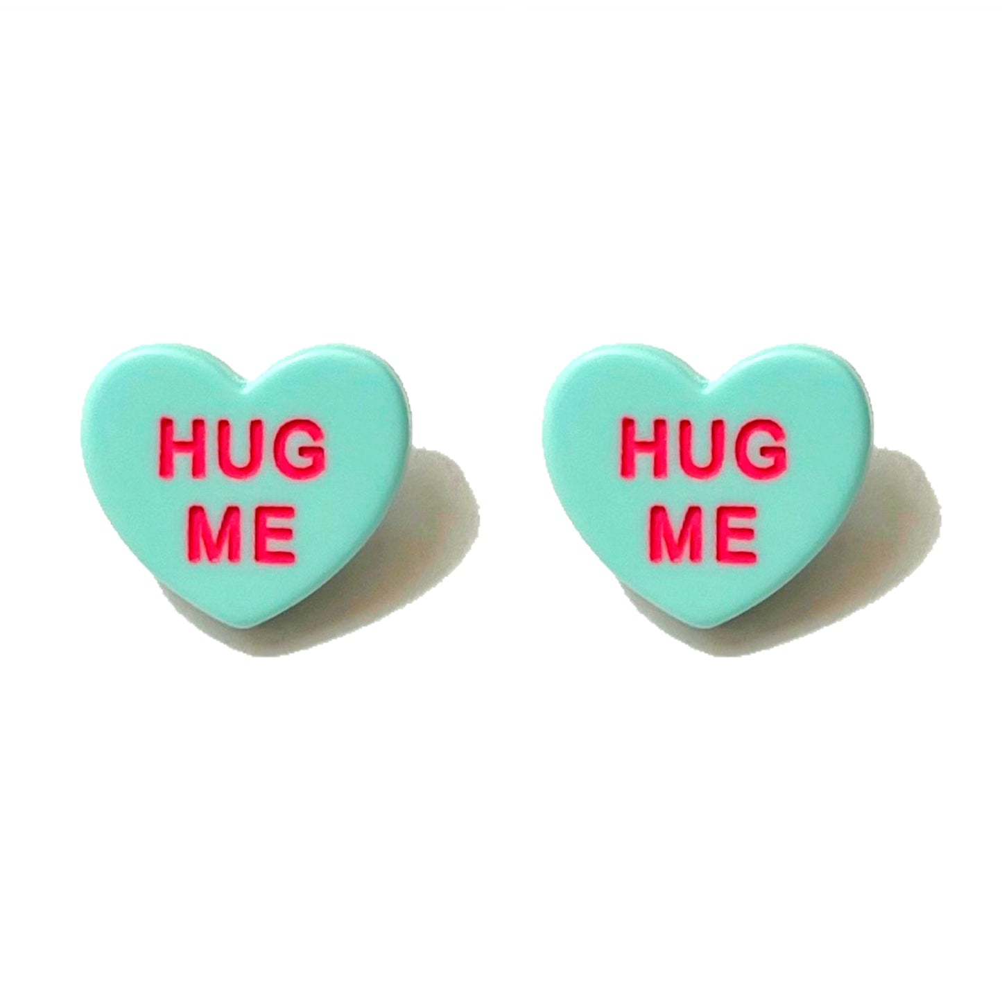 Hug Me Blue Conversation Heart Post Earrings