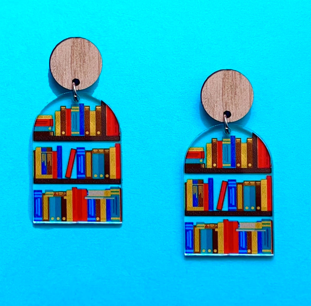 Bookish Shelf Acrylic Drop Earrings