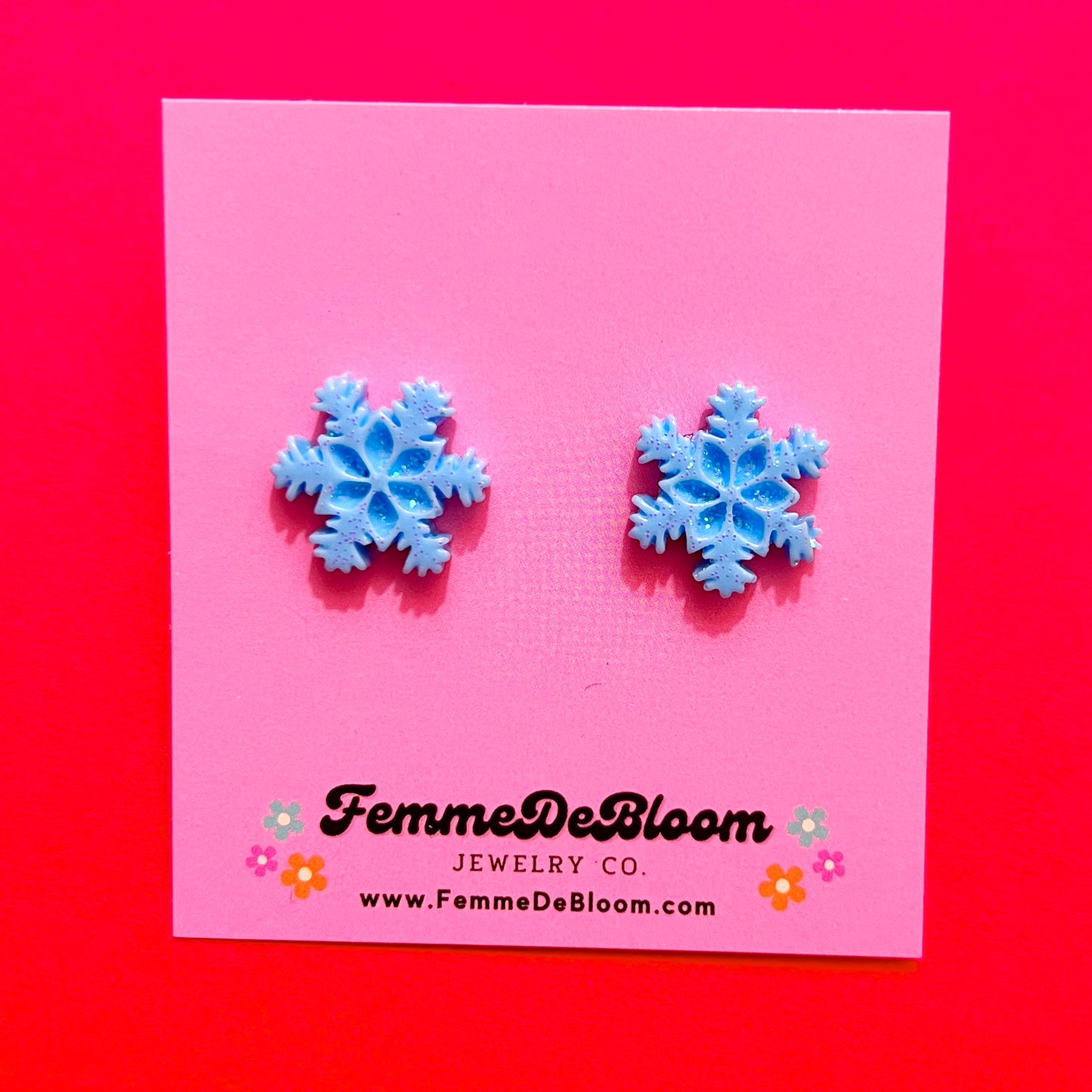 FREE GIFT - Blue Sparkle Snowflake Post Earrings