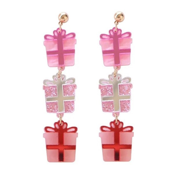 Pink Tiered Presents Drop Earrings