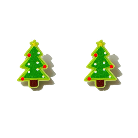 Minty Green Christmas Tree Post Earrings