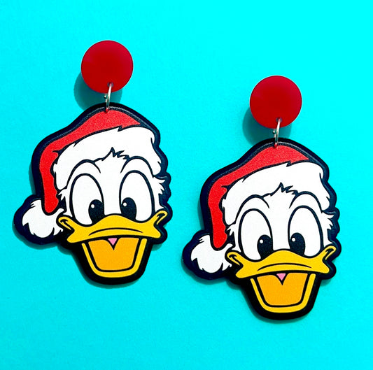 Donald Santa Hat Acrylic Drop Earrings