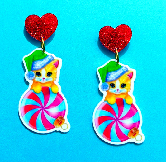 Christmas 90s Cat Drop Earrings