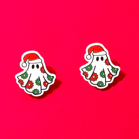 Holiday Flower Power Ghost Post Earrings