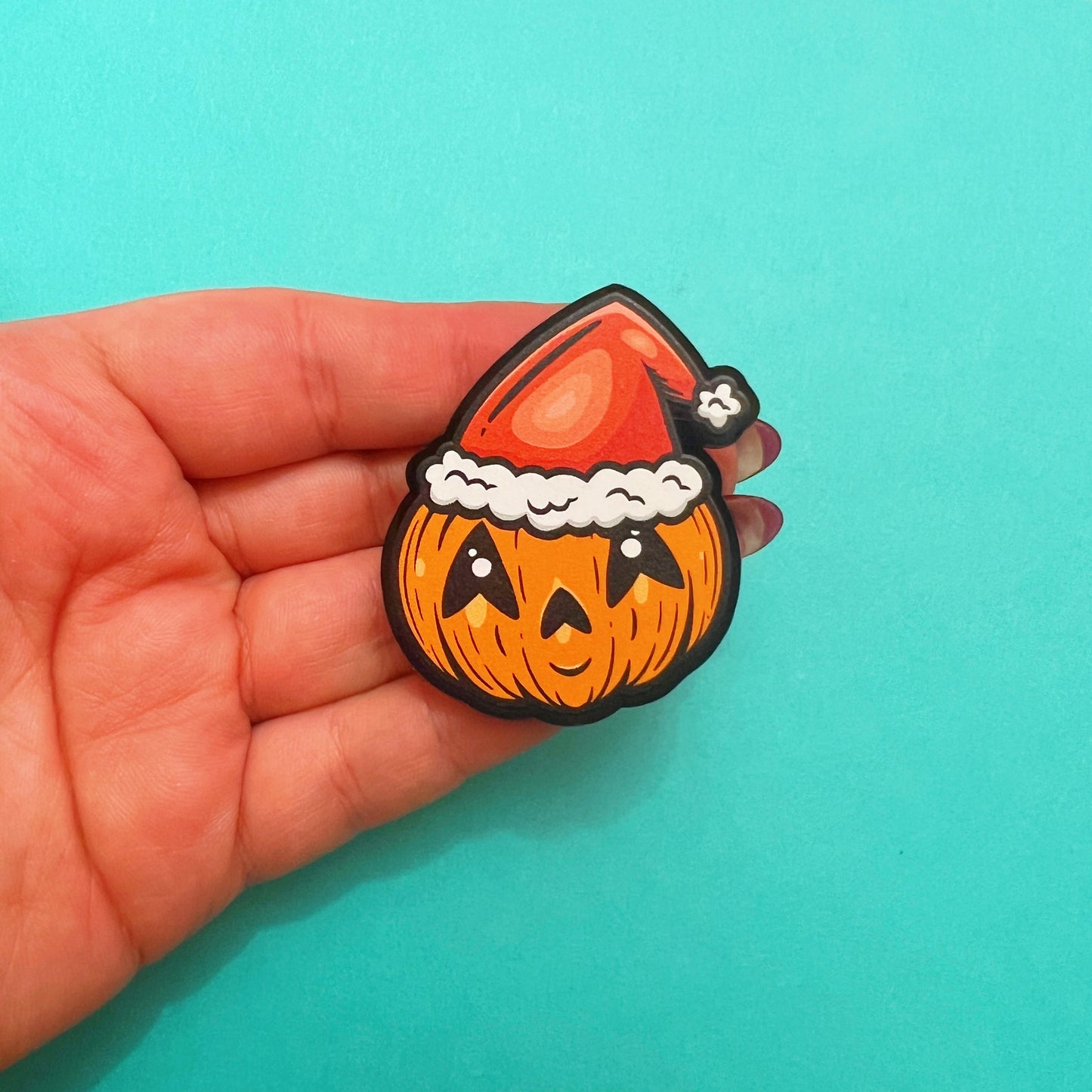 Pumpkin Santa Hat Pin