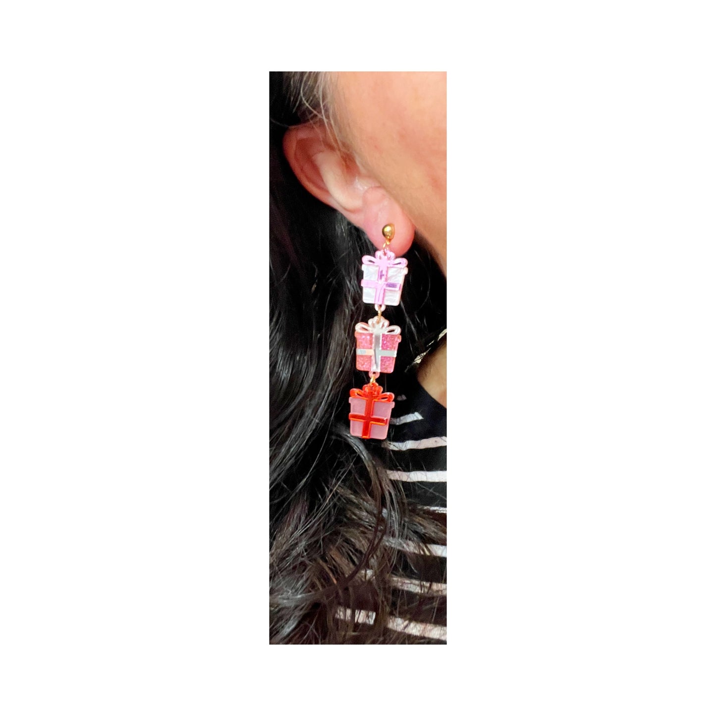 Pink Tiered Presents Drop Earrings