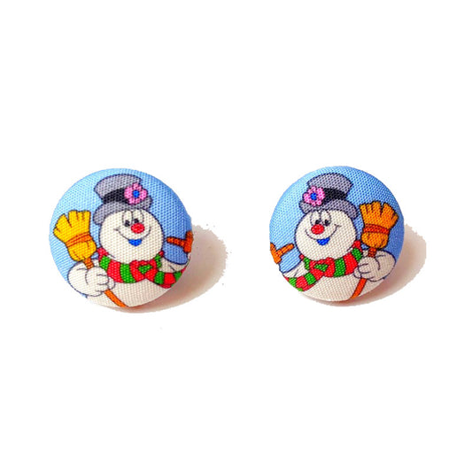 Frosty Fabric Button Earrings