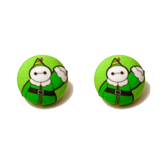 Baymax Elf Fabric Button Earrings