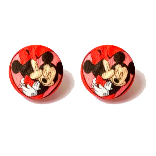 Mouse Sweethearts Fabric Button Earrings