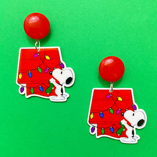 Christmas Snoopy House Acrylic Drop Earrings