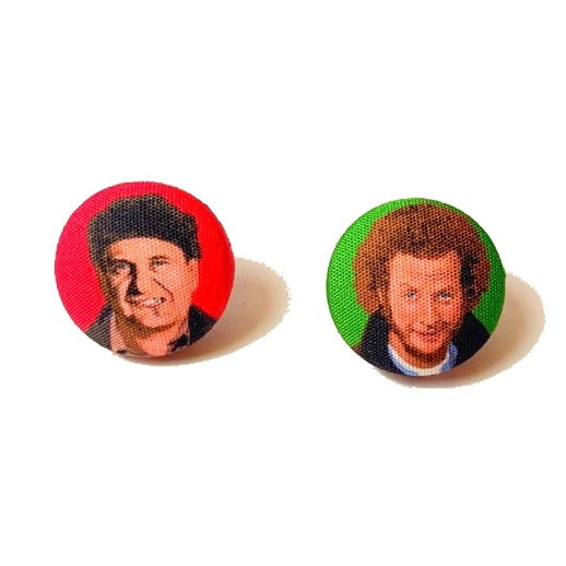 Wet Bandits Fabric Button Earrings