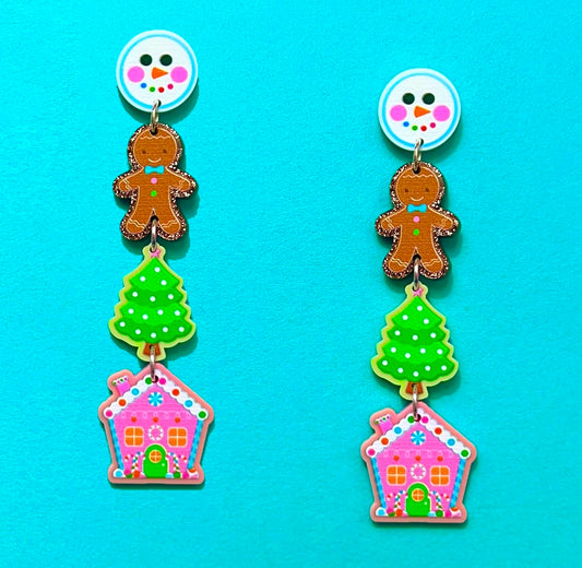 Pastel Christmas Tiered Drop Earrings