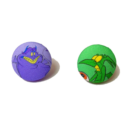 Pain & Panic Fabric Button Earrings