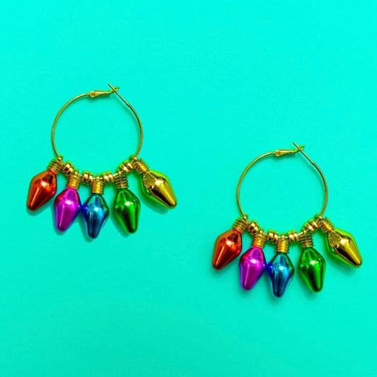 Christmas Bulb Hoop Earrings